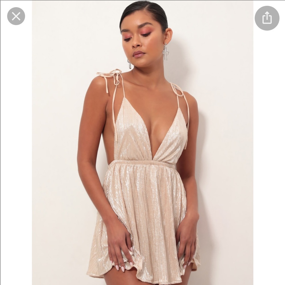 Lucy in the sky shoulder tie dress champagne